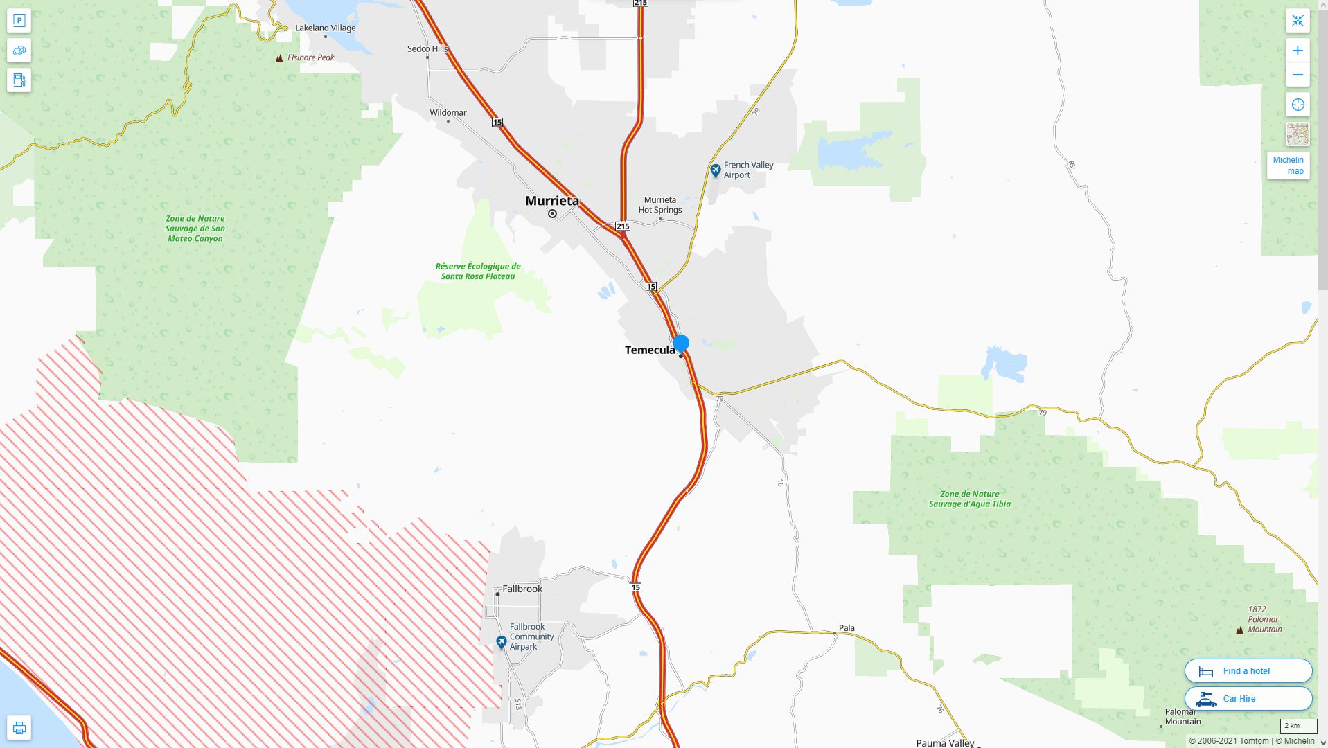 Temecula California Highway and Road Map